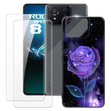 Imagem de MILEGOO Capa para Asus Rog Phone 8 + 2 peças protetoras de tela de vidro temperado, capa ultrafina de silicone TPU macio à prova de choque para Asus Rog Phone 8 (6,7 polegadas) rosa