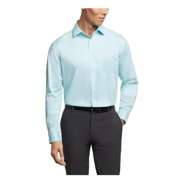Imagem de Van Heusen Camisa social masculina modelagem regular ultra livre de rugas flexível gola elástica, água aquática, Água aquática, 16"-16.5" Neck 32"-33" Sleeve