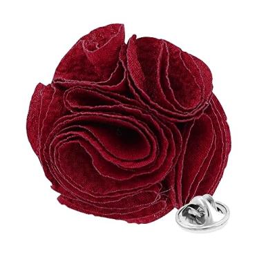 Imagem de Vittorio Vico Broche de lapela Seersucker Rose Flower para homens - Broche rosa, broche, flor na lapela para homens, 2.5" (6.36CM), Poliéster, Não aplicável
