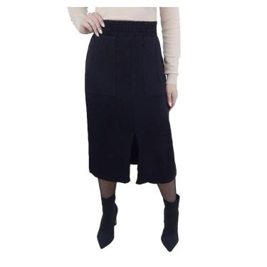 Imagem de Saia Feminina Cardium Midi Com Fenda Preta - 35469-Feminino