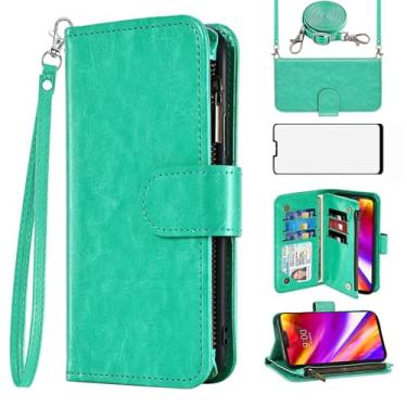 Imagem de Asuwish Capa de celular para LG G7 ThinQ carteira com protetor de tela, alça transversal, zíper e suporte para cartões, suporte LGG7 One G 7 Plus LG7 Fit LG7ThinQ 7G Thin Q G7+ G7thinq LGG7thinq