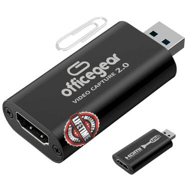 Imagem de OfficeGear OGHDCAP Placa de captura de vídeo HDMI para USB 2.0 econômica para transmissão, transmissão ao vivo, videoconferência, ensino, jogos – Cartão Cam Link com HDMI 4K, adaptador de captura de