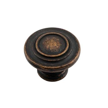 Imagem de Hardware para móveis estilo pastoral retrô redondo alça de furo único liga de zinco maçaneta da porta do armário maçaneta do armário, 8116, bronze