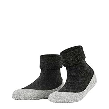 Imagem de FALKE W Hp Cosyshoe Pantufa feminina de lã Merino Cinza Rosa Branco 1 par, Cinza (Antracite Melange 3099), 8-9