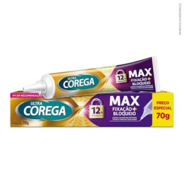 Imagem de Corega Ultra Creme Fixador de Próteses Dentárias, Sem Sabor, Forte Fixação por até 12h, 70g