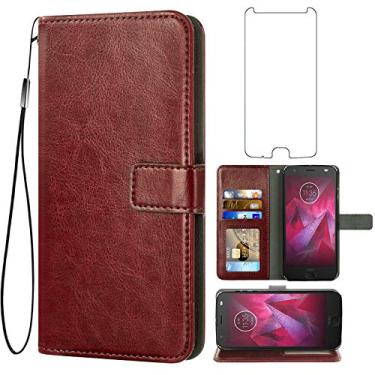 Imagem de Asuwish Compatível com Moto Z2 Force capa carteira de vidro temperado protetor de tela flip capa suporte cartão acessórios capas de telefone para Motorola MotoZ2Force Droid MotoZ2 Z2Force Z 2 2Z