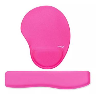 Imagem de Kit Mousepad Apoio Ergonômico Teclado Rosa - Reflex