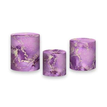 Imagem de Trio de Capas de Cilindro - Efeito Mármore Roxo com Dourado 073 - Via 