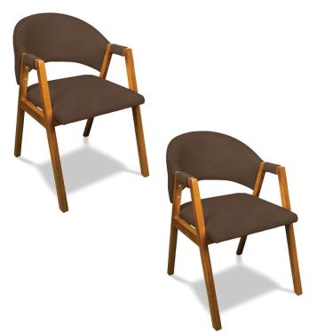 Imagem de Cadeira Sala de Jantar Em Madeira kit 2 Yara Suede D03 - D`Rossi