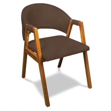 Imagem de Cadeira Sala de Jantar Em Madeira Yara Suede D03 - D`Rossi