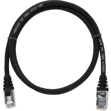 Imagem de Cabo de Rede Patch Cord Cat5e 100% Cobre Blindado Preto 90 centímetros