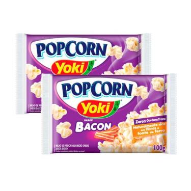 Imagem de Kit 2 Pipoca para Microondas Popcorn Yoki Bacon 0% Gordura Transgênica