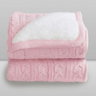 Imagem de Cobertor Donna Laço Bebê 100x75 cm Lã com Sherpa, Rosa Bebe, 75X100