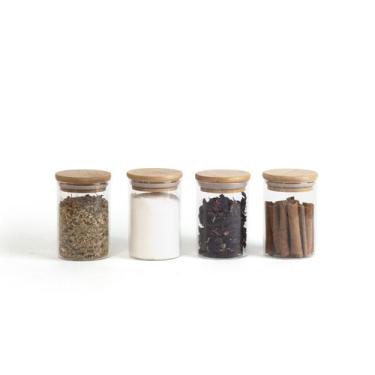 Imagem de Kit 4 Potes de Vidro Hermético C/ Tampa de Bambu 250ml Oikos, U, NATUR