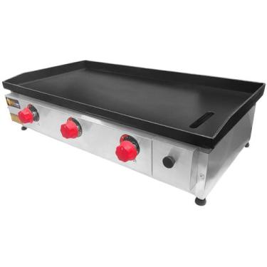 Imagem de Chapa de Lanche Industrial Profissional 5mm à Gás 80x40cm - Metalfour