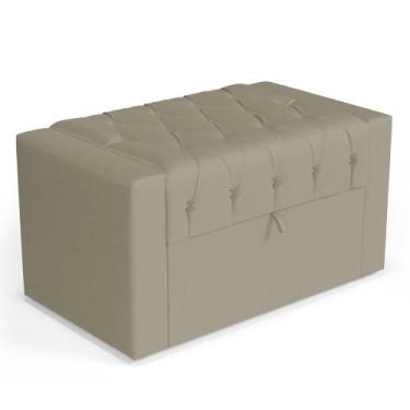 Imagem de Calçadeira Báu Solteiro Atena 90cm Capitonê Veludo Bege - Desk Design