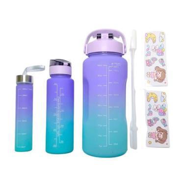 Imagem de Kit 3 Garrafas 2000ml de Água com Adesivos 2D Motivacional em Inglês S