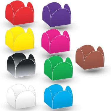 Imagem de 50 Forminhas para doces Decoração festa coloridas - NC TOYS, Preto