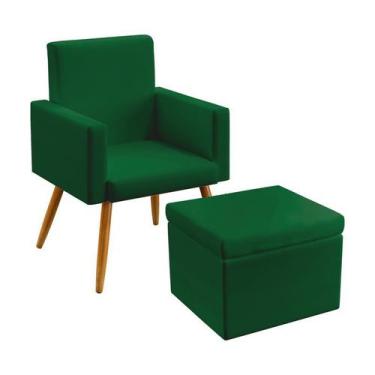 Imagem de Kit Poltrona Vega com Puff Quasar Suede Verde Aradecor