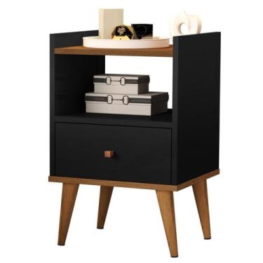 Imagem de Mesa De Cabeceira com Gaveta Quarto Detalhe Puxador Decoração - E-NOVA