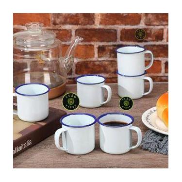Imagem de kit 6 Canecas Esmaltada 150 ML Retro canecas de café esmaltadas para a