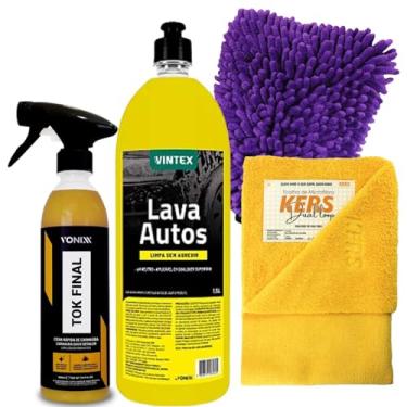 Imagem de Kit de Limpeza para Carros e Motos, Shampoo Concentrado Lava Autos 1,5L Vonixx, Cera Tok Final 500ml, Flanela e Luva de Microfibra