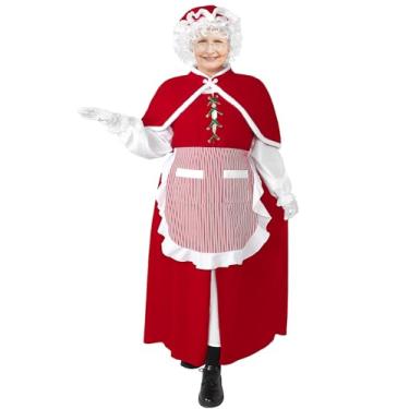 Imagem de Wabolay Mrs Claus Costume Adult Women 8PCS Miss Santa Clause Dress Deluxe Velvet Christmas Suit Plus Size Xmas Outfit Set XXXL