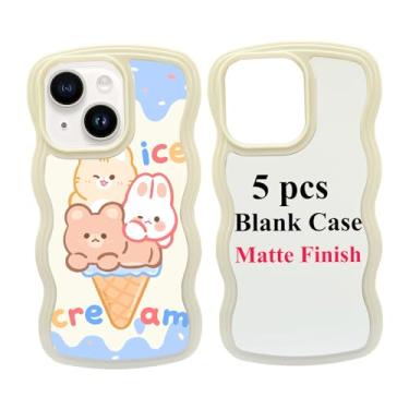 Imagem de JUSTRY 5 peças de capa de telefone em branco sublimação capa de telefone impressa em branco compatível com iPhone 15, 6,1 polegadas, capa protetora de borracha DIY prensa térmica + inserção fosca