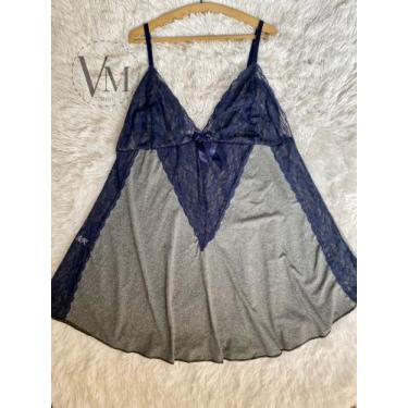 Imagem de Camisola Plus Size até o tamanho 58 - VM Store, Azul marinho, 48/50