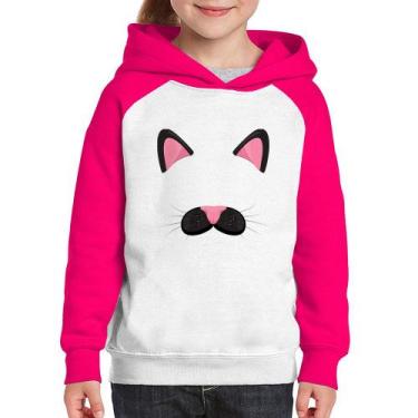 Imagem de Moletom Infantil Gatinha Orelhinha - Foca na Moda, Branco, Rosa, 8
