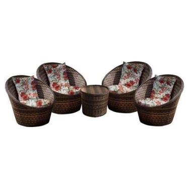 Imagem de Conjunto de Poltronas Fibra Sintética Bola - 4 Poltronas + 1 Mesa Cent