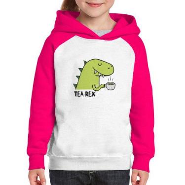Imagem de Moletom Infantil Tea-Rex - Foca na Moda, Branco, Rosa, 4