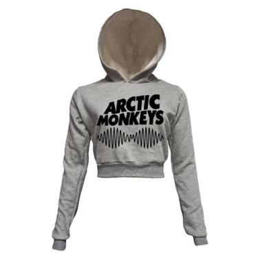 Imagem de Arctic Monkeys - Cropped Moletom Cinza Mescla Com Capuz - Feth, PP