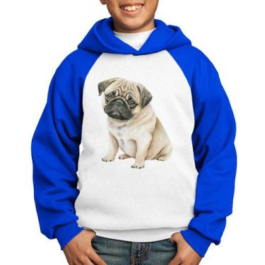 Imagem de Moletom Infantil Cachorro Pug - Foca na Moda, Branco, Azul, 6