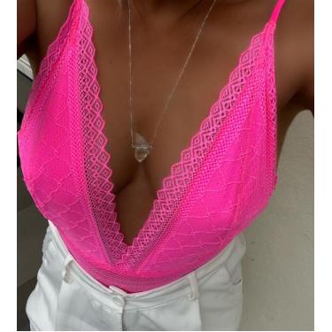 Imagem de Body Strong - Alcinha Decote Super Cavado Munare - Pink Neon - Soe Le 
