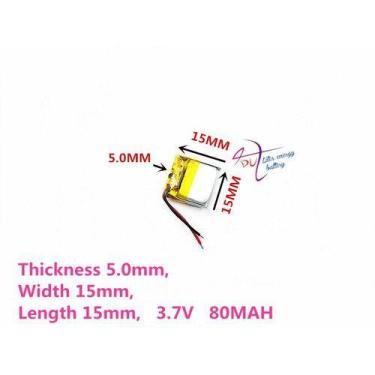 Imagem de Bateria 3,7v 80mah  Fone Ouvido 5mm X 15mm X 15mm Carta - KMIG