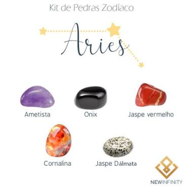 Imagem de Kit de Pedras Cristais dos Signos Áries - 5 pedras naturais proteção e