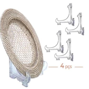 Imagem de Kit  8 Peças Suporte P/ Pratos Acrílico Transparente 12,5cm