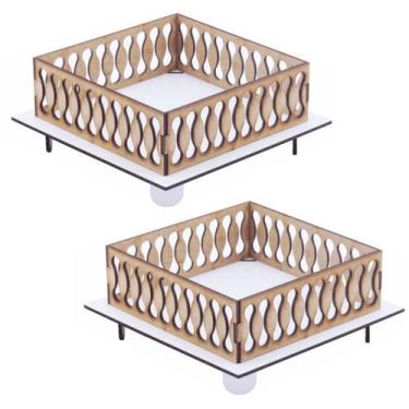 Imagem de 2 Bandejas Quadrada Provençal Linha Premium - Mdf Branco - Modernarte,