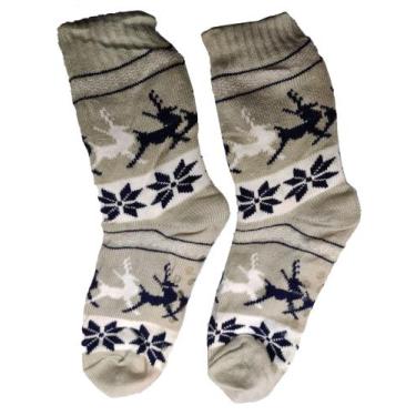 Imagem de kit 2 Meias Térmica Masculina de Lã Quentinha Inverno Forrada Pelinho 