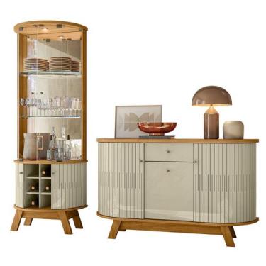 Imagem de Buffet Monza 136cm 310140 e Cristaleira Marina 309140 Cumaru Opala Mad