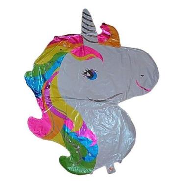 Imagem de Kit De 10 Balão Metalizado De Unicornio Tamanho Gigante - Romã Atacado