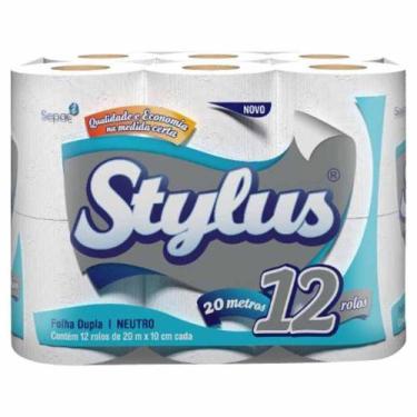 Imagem de Papel higienico neutro folha dupla com 20m  / c/12rl / stylus