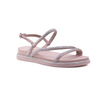 Imagem de Sandália Papete Feminina Com Strass Brilho Pedraria  Rasteirinha Mulhe