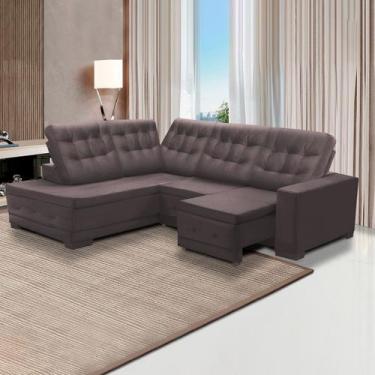 Imagem de Sofá Canto Chaise Dueto 250 x 205 Cm Retrátil Mola Bonnel Reclinável V
