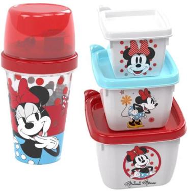 Imagem de Minnie Garrafa e Potes Micro-ondas Freezer Kit Lanche - Plasútil