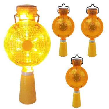 Imagem de Sinalizador Viario Solar Cone Kit 4 Uni Iluminaçao Segurança Estrada R