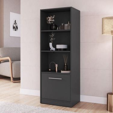 Imagem de Estante para Livros Lock 1 Porta com Compartimento Oculto Grafite - Art In Móveis