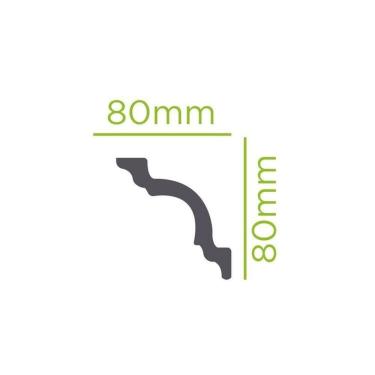 Imagem de Kit com 15 Barras Rodateto de Poliestireno 8cm X 80mm Liso 30m Branco