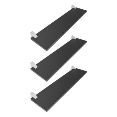 Imagem de Kit 3 Prateleiras Preto Com Suporte Bico Tucano MDF Multiuso 60X20  - 